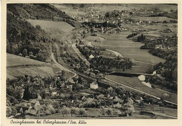 Die Postkarte aus dem Jahr 1940 zeigt den östlichen Teil der Agger in Engelskirchen Osberghausen. 